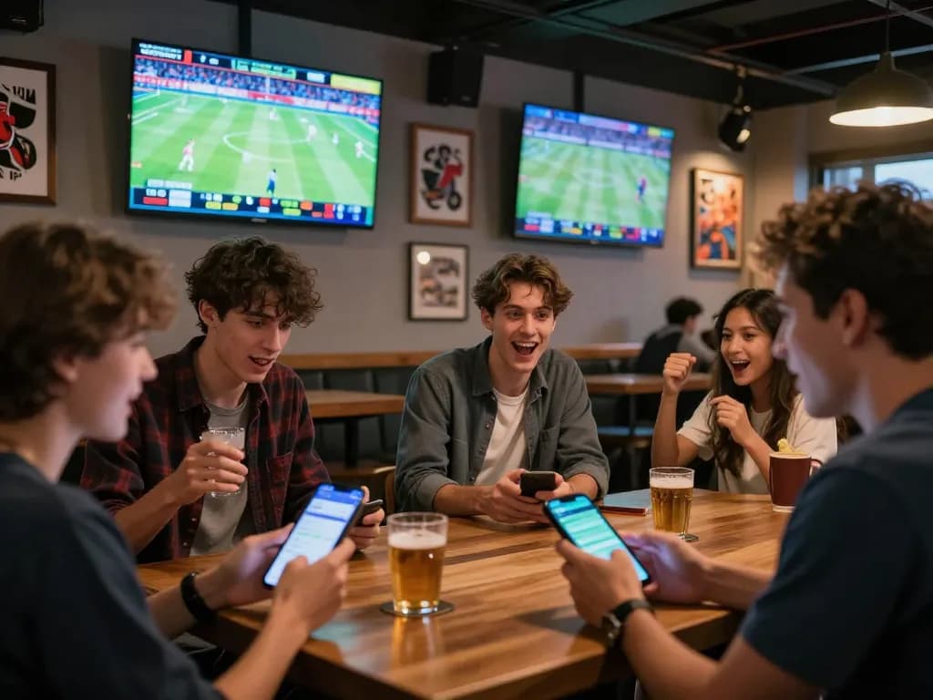 Betting in real-time at OKFUN with friends watching sports and using mobile apps.