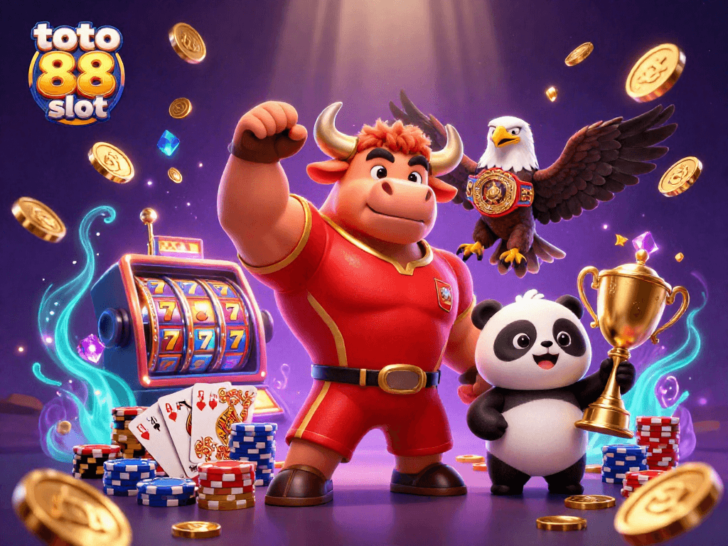 Experience the thrill of winning with toto 88 slot as golden coins and prizes cascade in a vibrant casino environment.