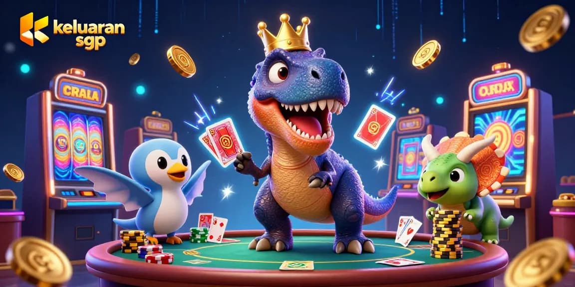 Hasil keluaran sgp dengan karakter T-Rex berha kebangkitan di kasino, menarik perhatian pemain.