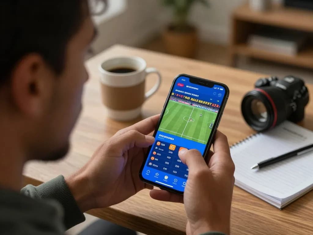 Placing a bet via smartphone link vào goal123 during live sports event for strategic betting.