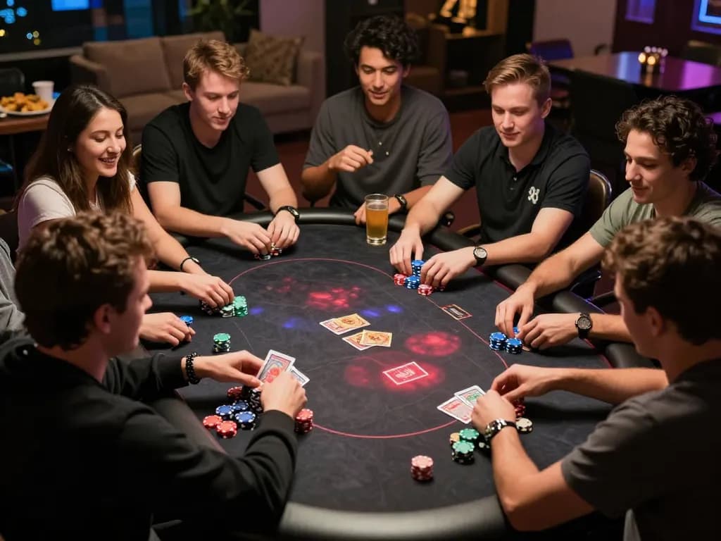 Engaging poker game at HB88, showcasing players strategizing with chips and cards.