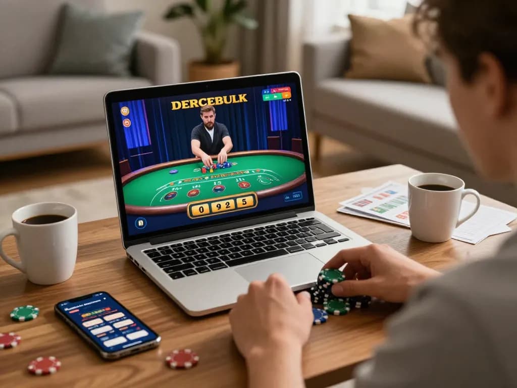 Engaging in situs gacor online blackjack at home with live dealer action and a strategic setup.