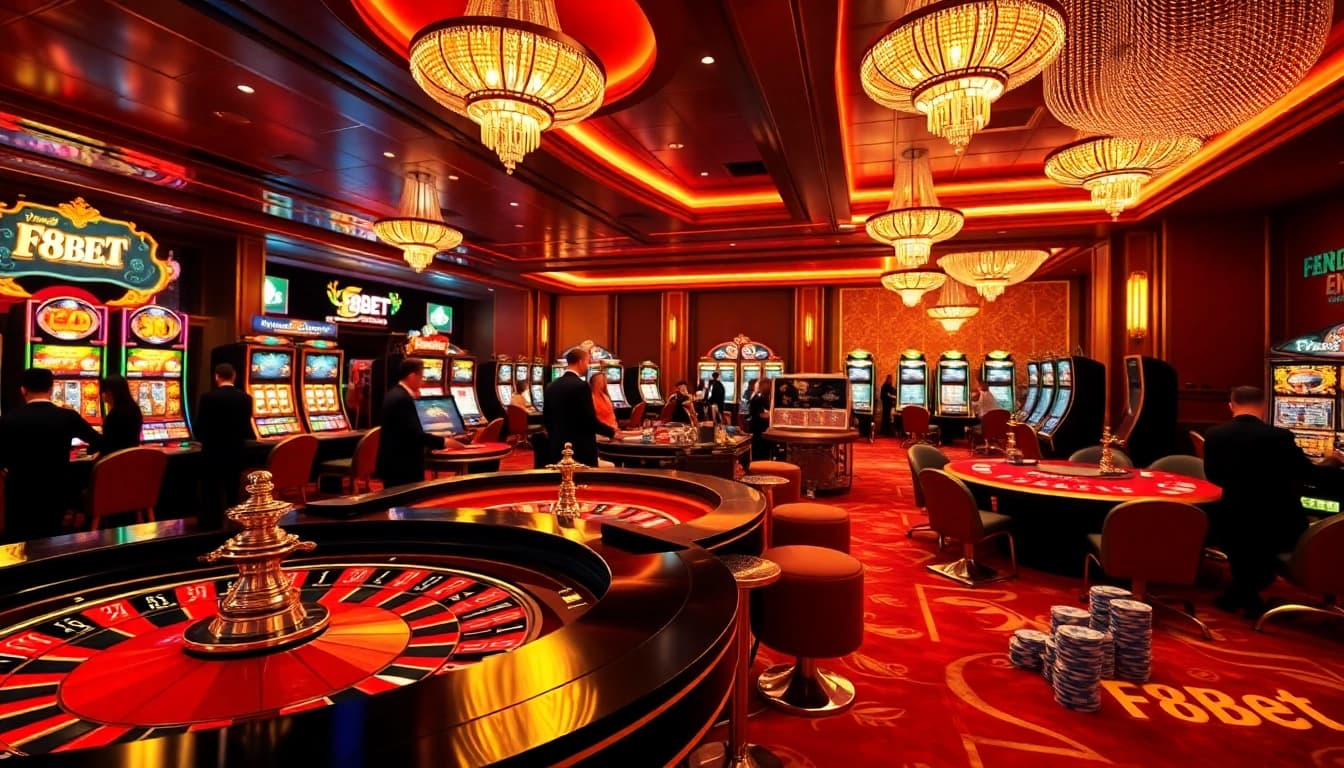 Experience the thrilling gambling environment of F8BET with vibrant casino tables and exciting action.