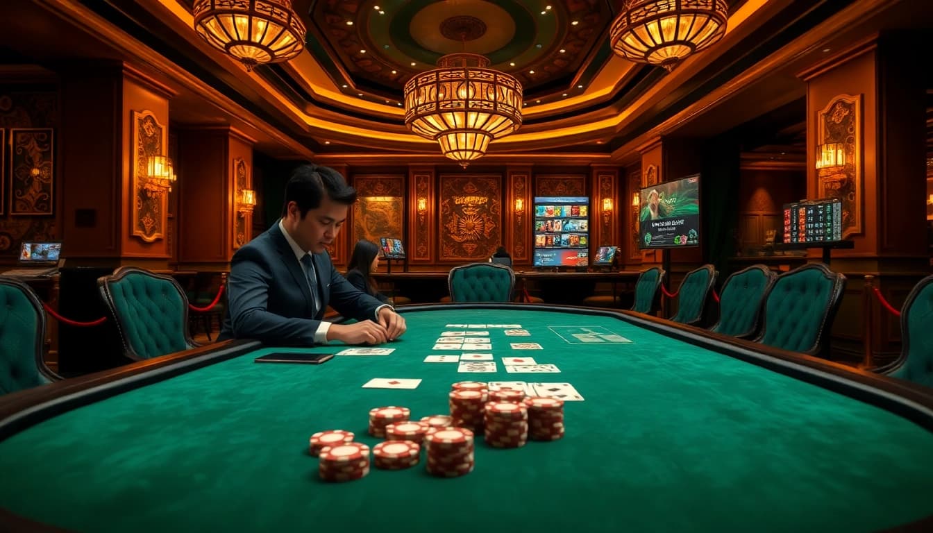 Experience the thrill of Nhà Cái DEBET with vibrant casino visuals and high-stakes action.