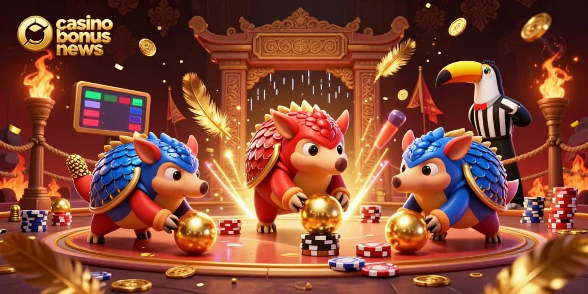 Experience the excitement of casino bonus news with engaging pangolin characters in action.