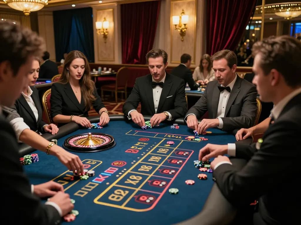 Players enjoy intense gameplay at a vibrant casino venue showcasing nhacaiuytin's expert evaluations
