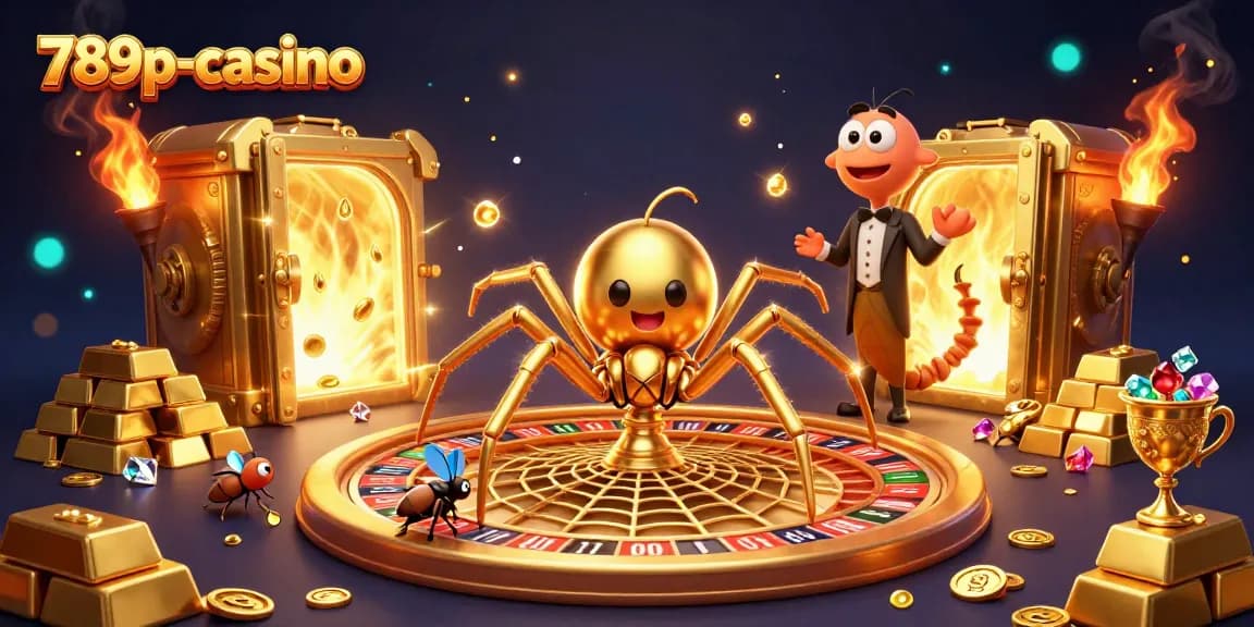 Bet on exciting games at 789p-casino with the golden spider spinning a roulette web!