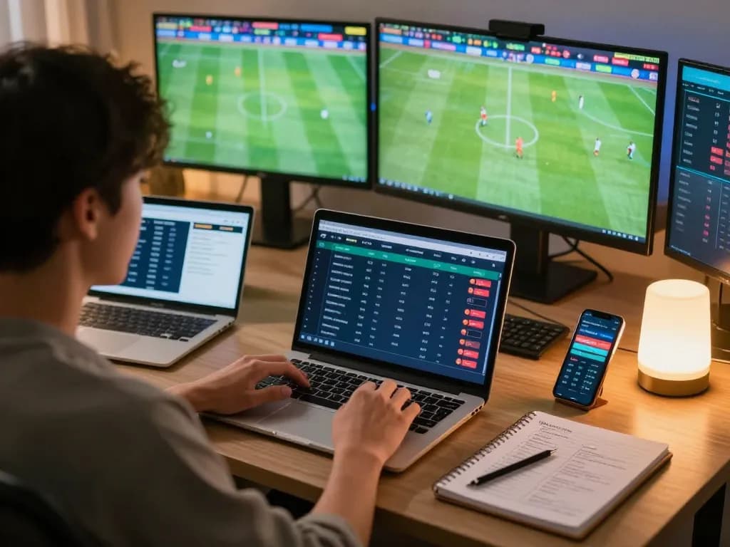 Soi Kèo live sports betting setup with vibrant screens displaying odds and matches