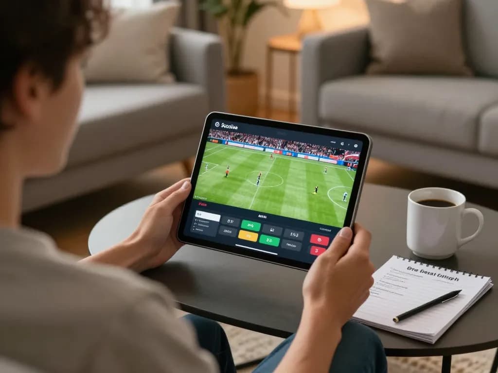 Socolive user enjoying live football streaming in their cozy home, highlighting engaging sports betting atmosphere.