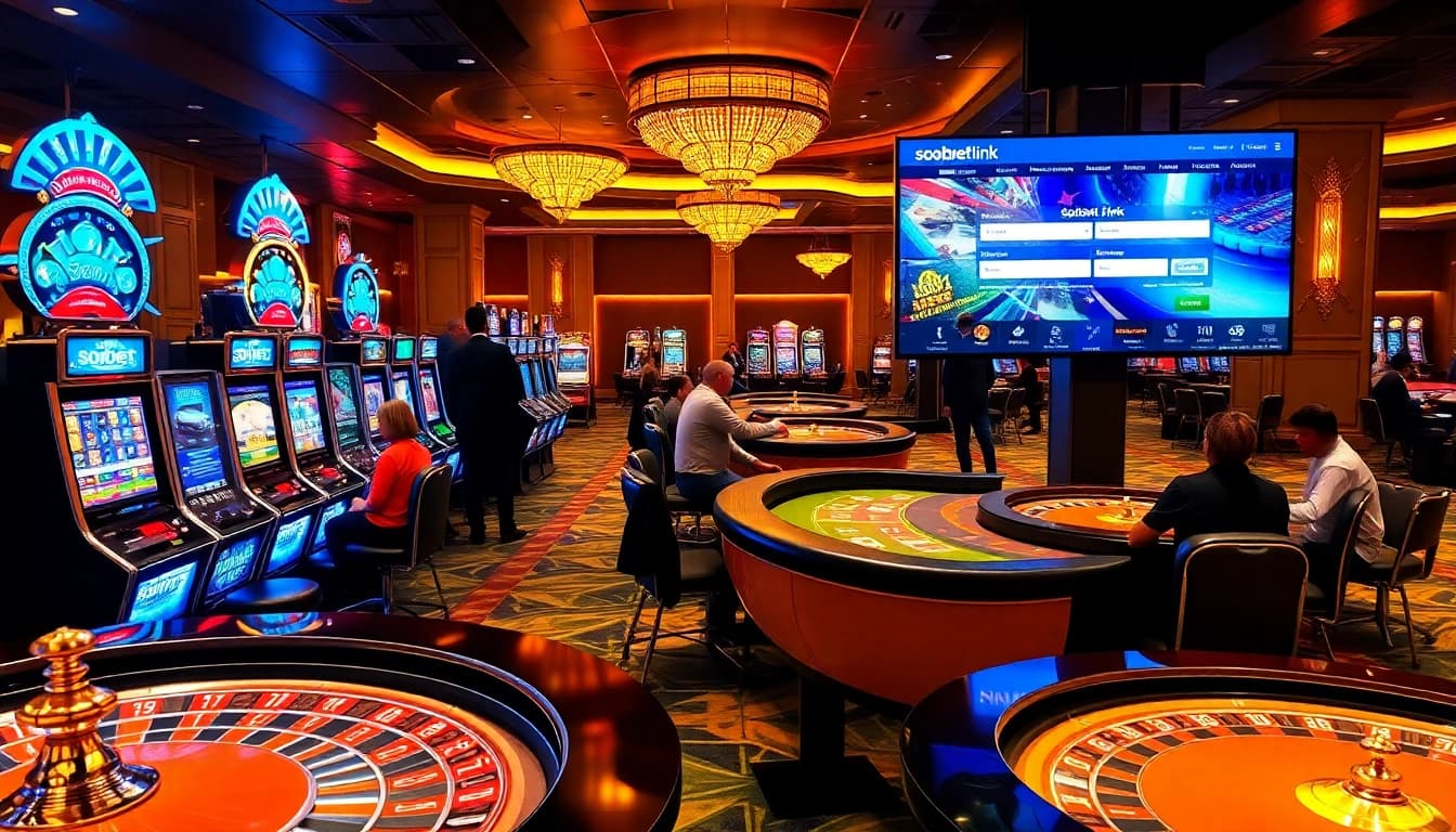 Experience exhilarating gameplay at sbobet link with vibrant casino elements and active players.