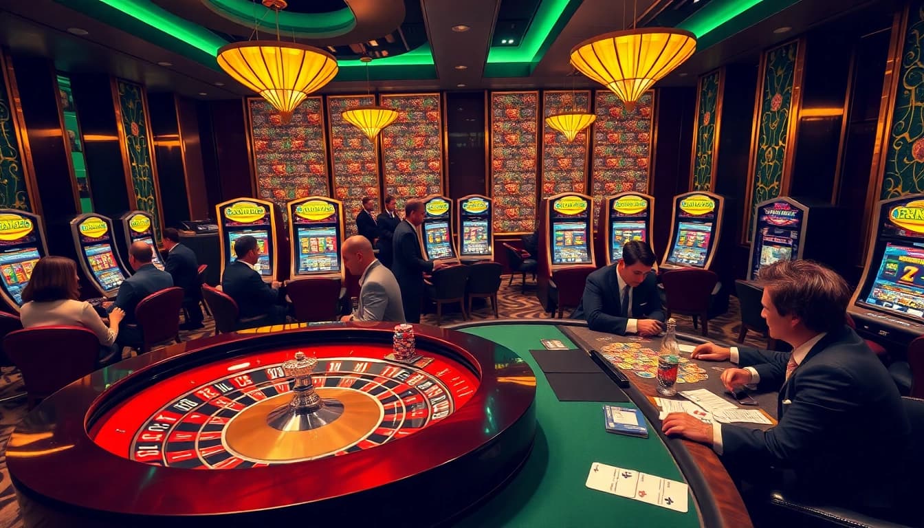 Experience thrilling gameplay with RR 88's vibrant casino atmosphere, showcasing poker and roulette.