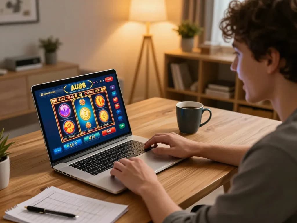 A player engaging with the AU88 casino app for an immersive online gambling experience.