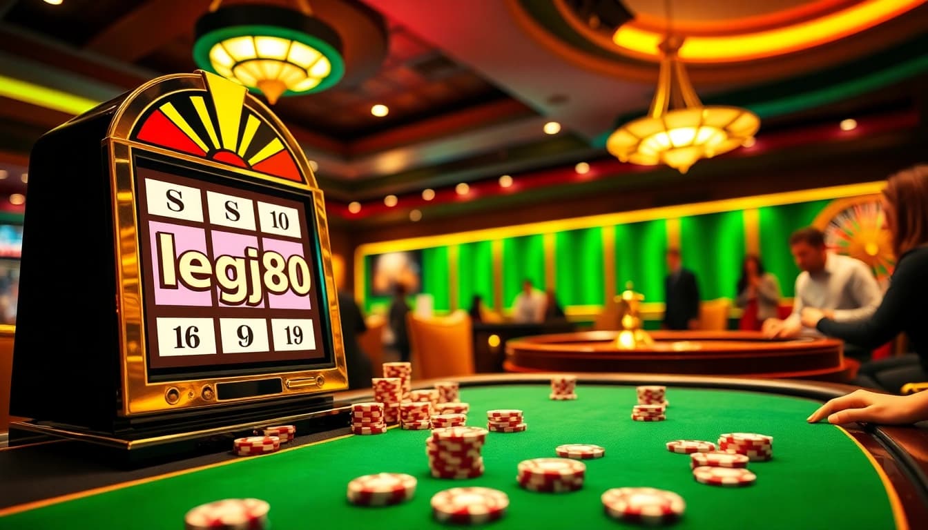 Experience the thrill of winning at the LEGO138 login with a luxurious casino scene featuring vibrant slot machines and excited players.
