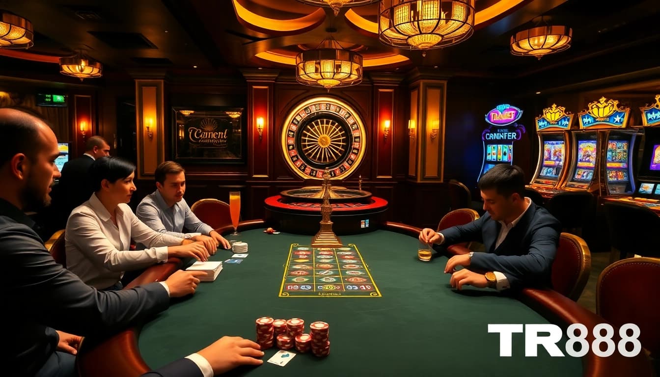 Engage in the thrilling atmosphere of TR88 online casino featuring luxurious poker action and vibrant gaming.