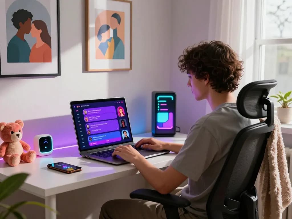 Interactive ai sex chat scene with customizable avatars and a vibrant chat interface.