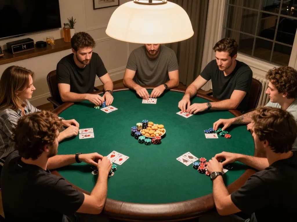 Players enjoy a game of Texas Hold'em at home while using cm88 poker strategies.
