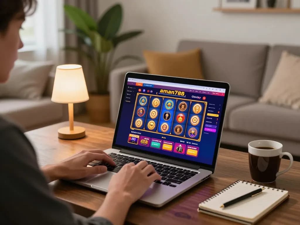 Berinteraksi dengan pengaturan kasino online aman788, menampilkan permainan strategis dan hiburan yang bertanggung jawab.