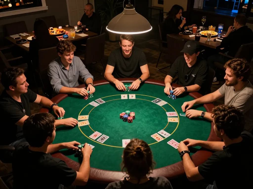 Experience the thrill of login idnscore with engaging poker gameplay at a social home game night.
