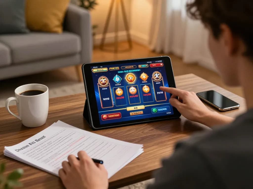 Bermain permainan slot dengan kredit percuma rm50 tiada deposit di tablet dalam suasana rumah yang selesa