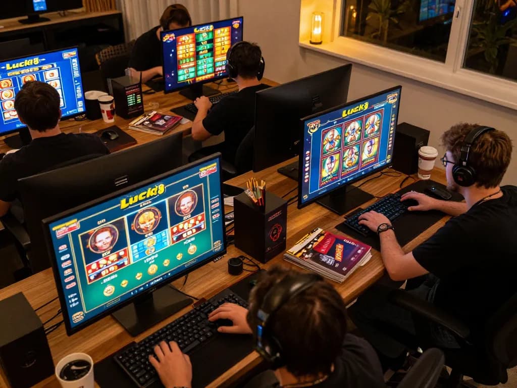 Engaging in Luck8 games at home with multiple devices and strategy guides around.