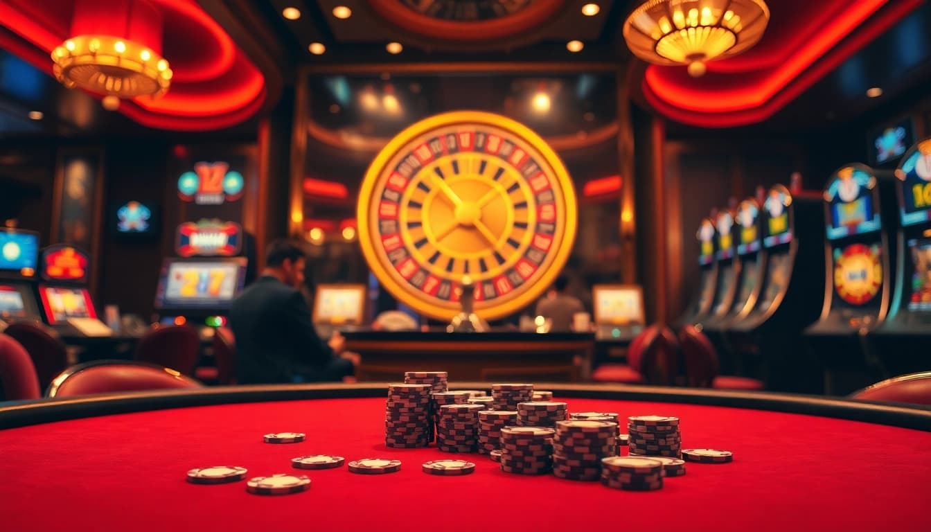 Experience thrills at the hidden wiki-themed luxurious casino with poker chips and roulette.