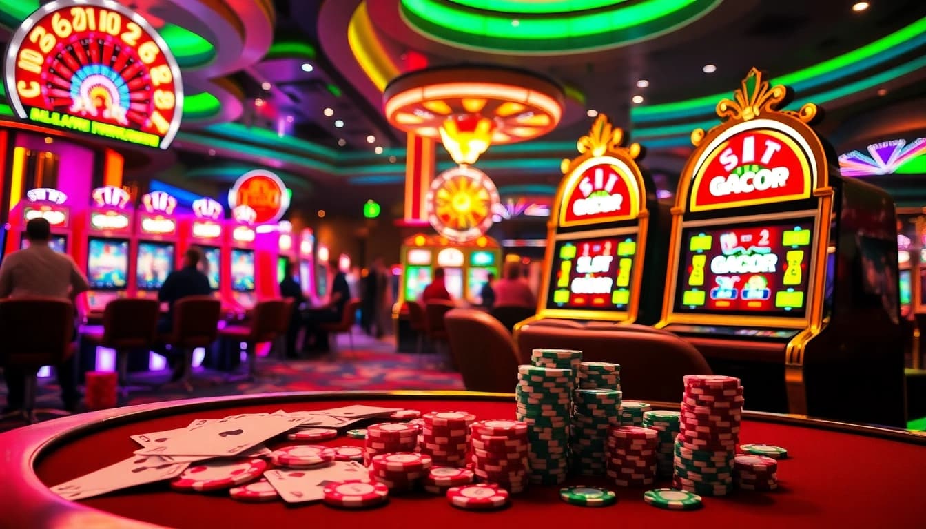 Players enjoying exciting games at a luxury casino with slot gacor machines featured prominently.