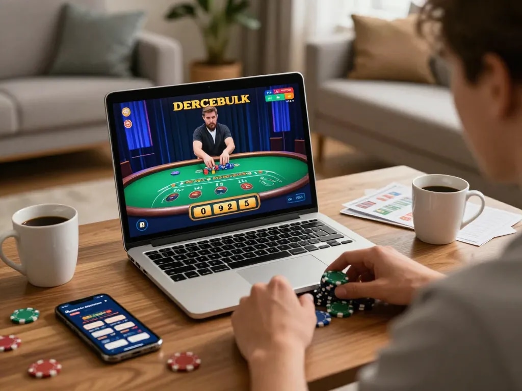 Engaging in situs gacor online blackjack at home with live dealer action and a strategic setup.
