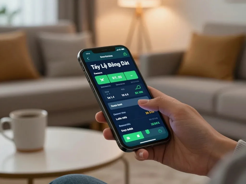 Tỷ Lệ Bóng Đá displayed on a smartphone during an exciting online sports betting session