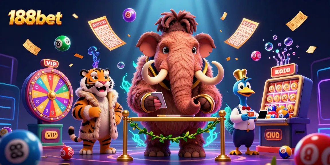 Experience gaming excitement with 188bet's vibrant 3D illustration featuring animated characters.
