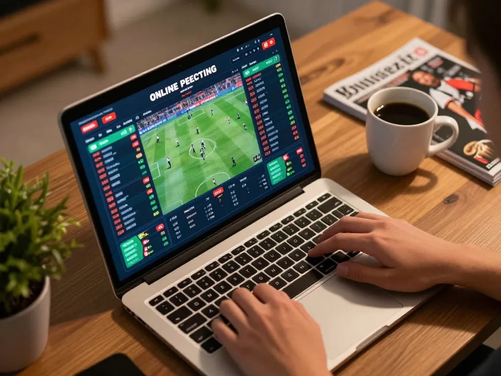 7m online sports betting session on laptop capturing live match statistics