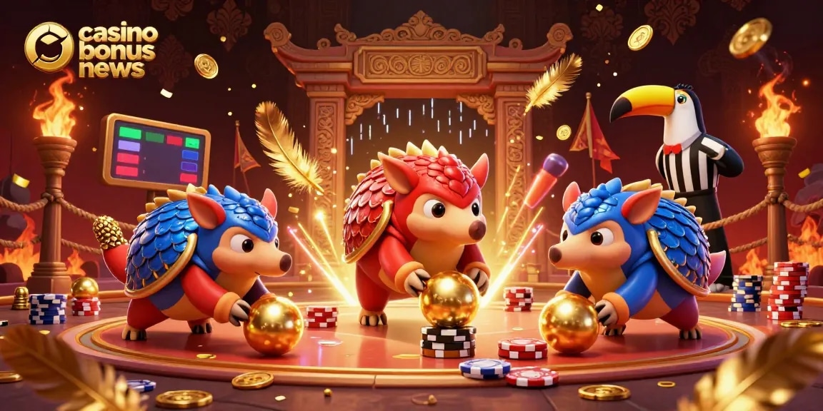 Experience the excitement of casino bonus news with engaging pangolin characters in action.