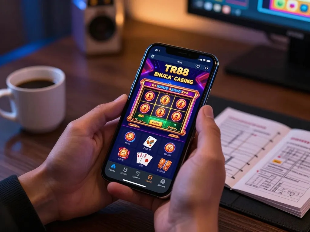 Engaging mobile gaming session with TR88 app interface showing exciting games and dynamic graphics.