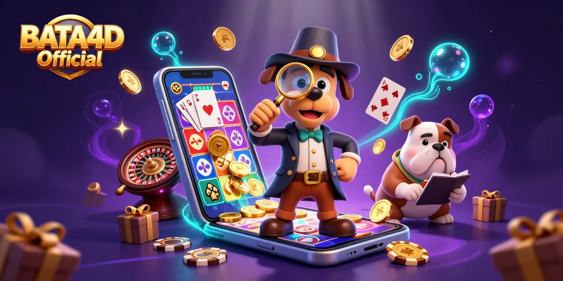 Chip poker dan smartphone slot menonjol di ilustrasi BATA4D Resmi, menawarkan kesenangan judi digital.