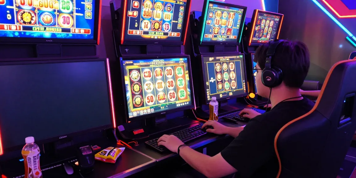 Player enjoying slot gacor games in an engaging gaming setup.