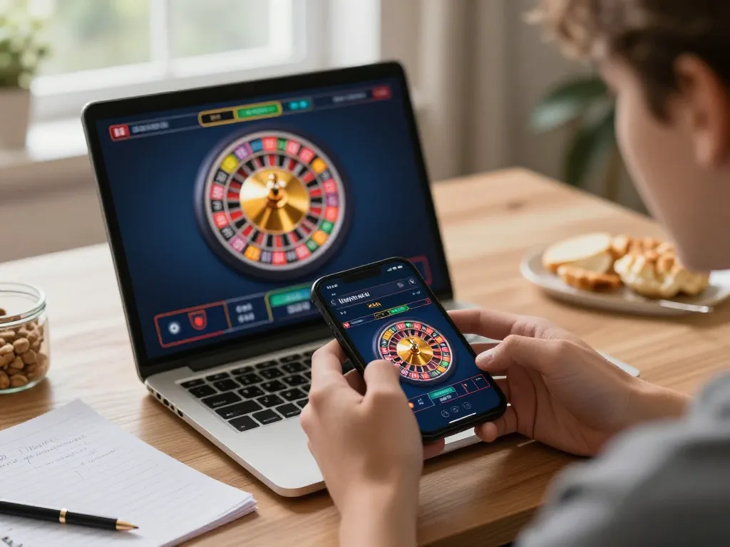 Skena permainan online yang menarik dengan pakibanks menunjukkan gameplay rolet langsung di smartphone