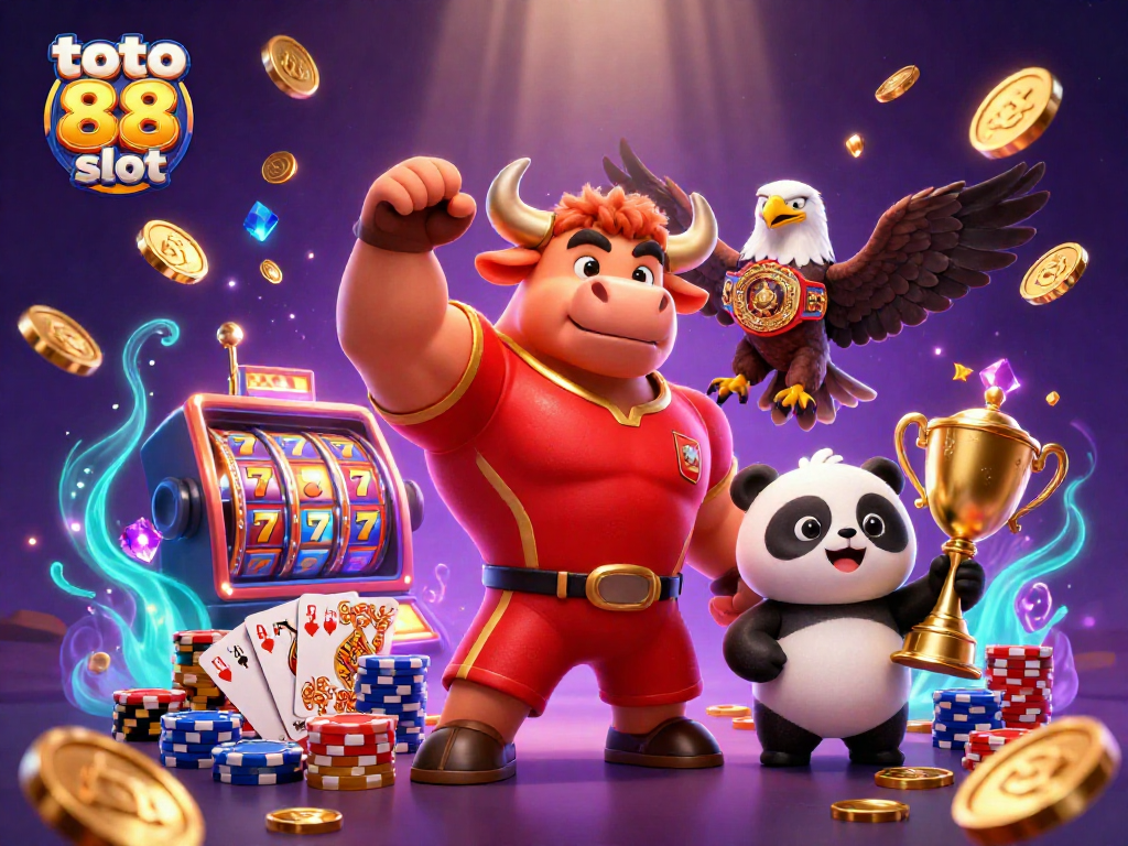 Experience the thrill of winning with toto 88 slot as golden coins and prizes cascade in a vibrant casino environment.