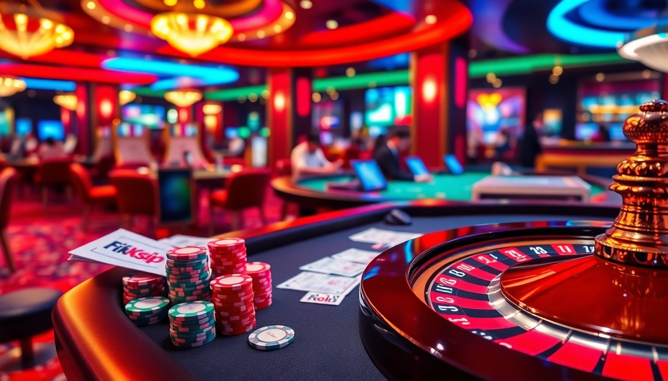 Experience thrilling gameplay at Rik vip casino tables with vibrant chips and excitement.