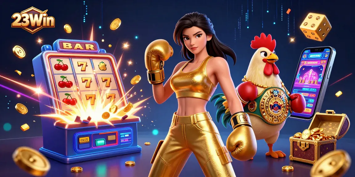 Witness the thrilling action of 23Win with a championship duo and explosive casino elements.