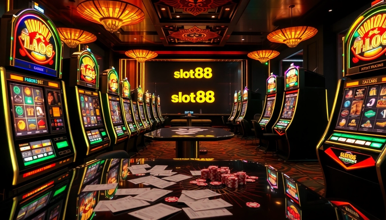 Experience the thrill of slot88 resmi with vibrant slot machines and poker chips.