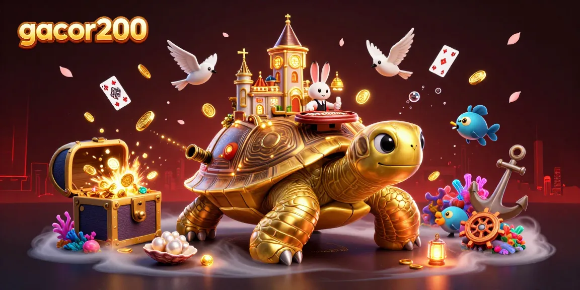 Experience thrilling gameplay on gacor200 with a 3D casino scene featuring vibrant characters and elements.