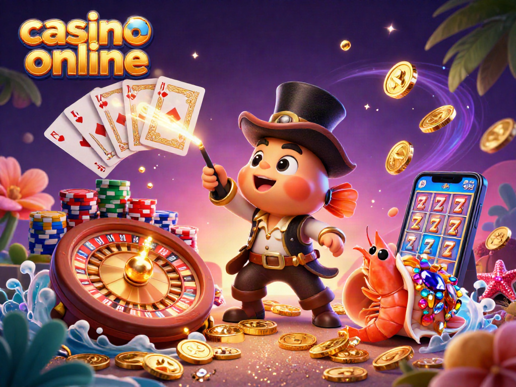 Spin the 3D roulette wheel and win big with casino online rewards in this vibrant illustration.