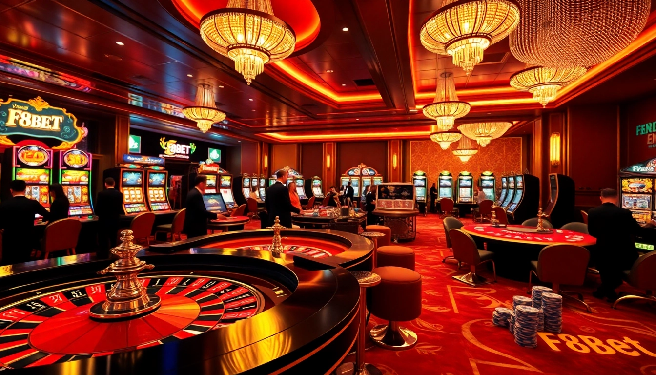 Experience the thrilling gambling environment of F8BET with vibrant casino tables and exciting action.