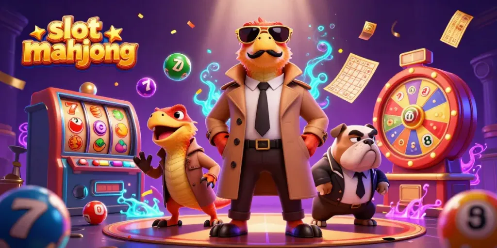 Rasakan aksi seru slot mahjong dengan ilustrasi 3D kartun yang menarik dan penuh warna.