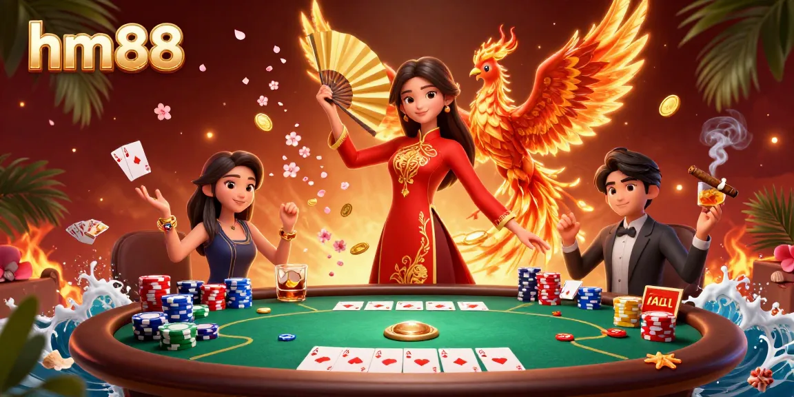 Engage in thrilling poker action at hm88 with vibrant visuals and stunning gaming elements.