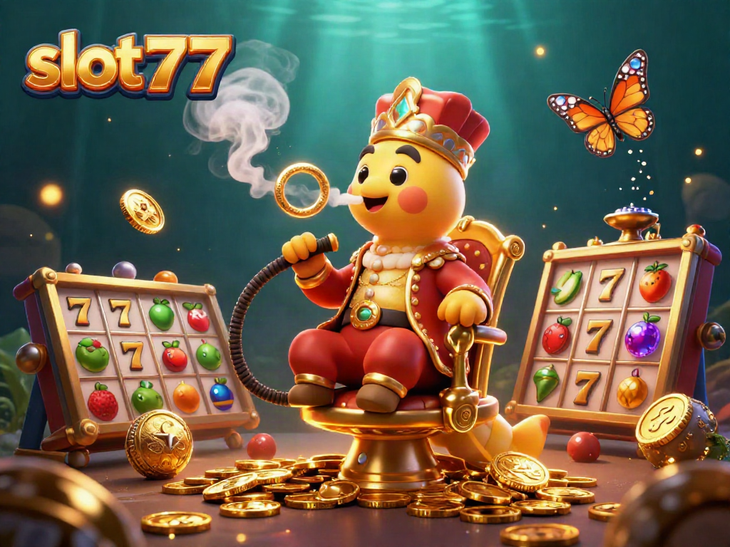 Experience the charm of slot777 as a caterpillar master performs amidst dazzling slot symbols and vibrant treasures.