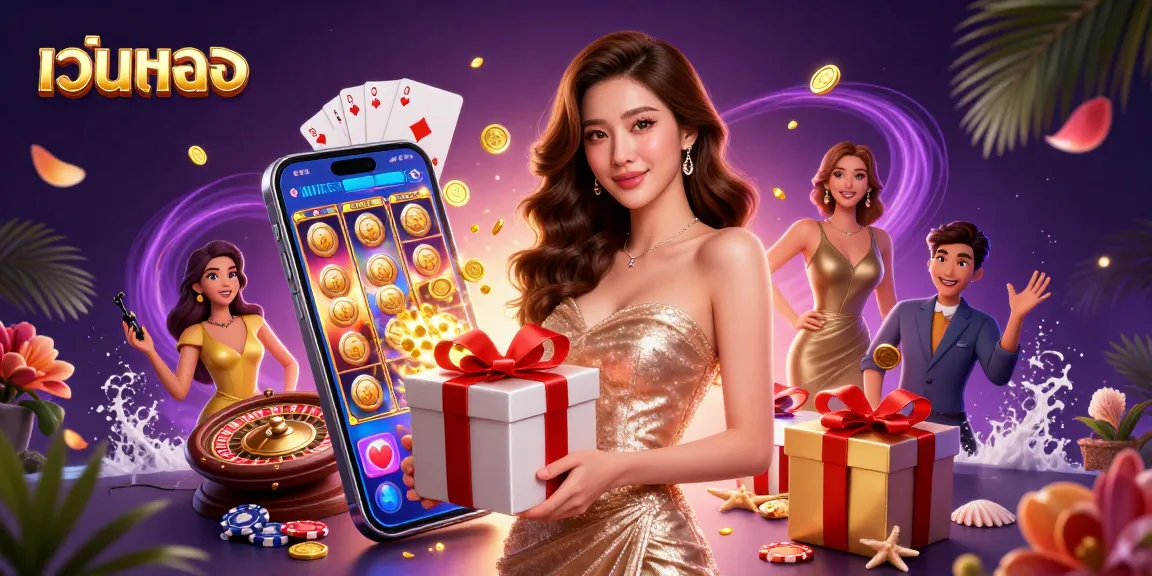 Engage with เว็บตรง and explore exciting casino experiences in this vibrant digital illustration.