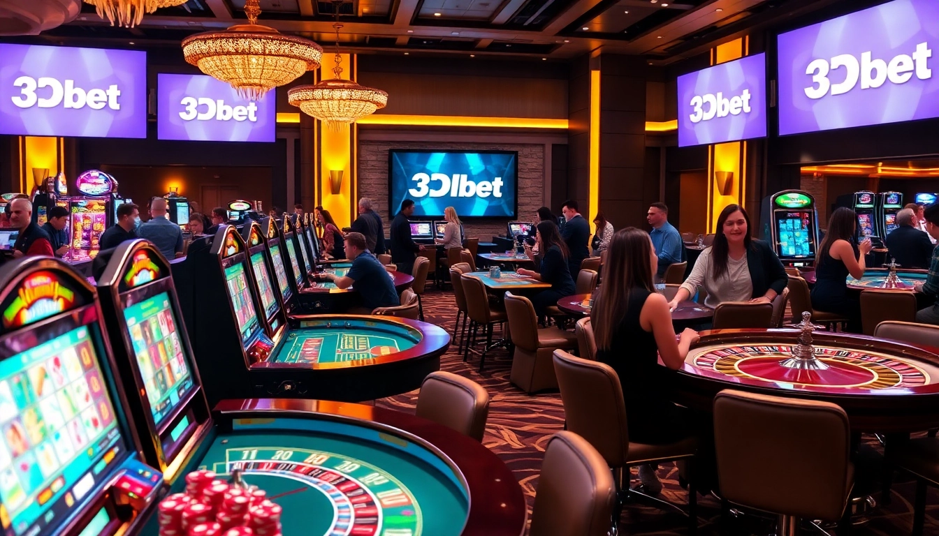 Experience the thrill of playing at 3Dbet with vibrant casino tables and excited players.