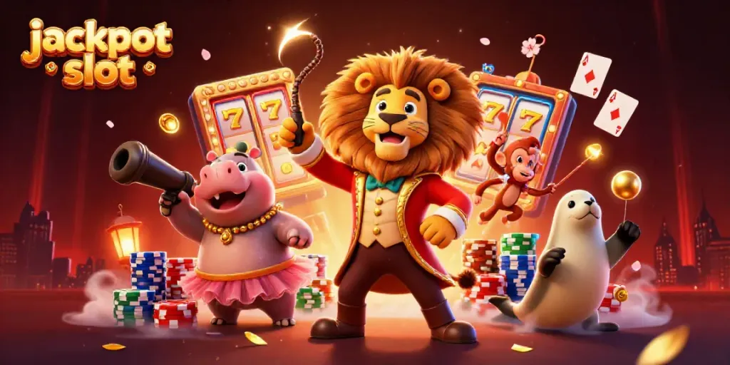 Experience the thrill of jackpot slot gaming in a vibrant circus scene