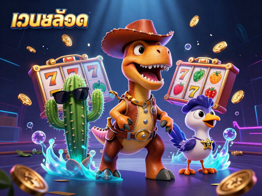 Experience thrilling gameplay with เว็บสล็อต, showcasing vibrant characters, slot reels, and dynamic prize elements.