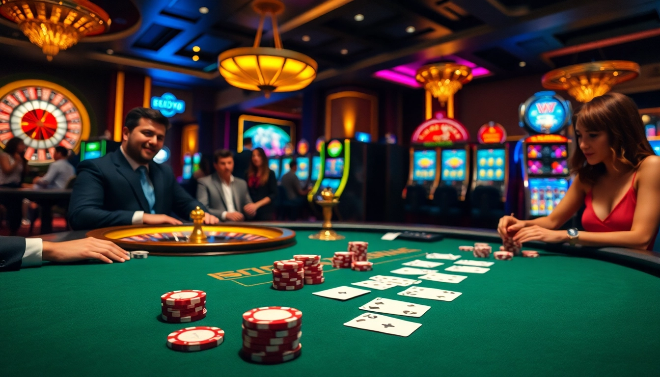 Players enjoying high-stakes gameplay at SODO66 casino with vibrant tables and excited atmosphere.